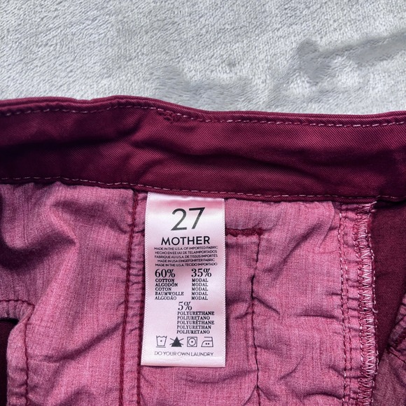 MOTHER Zip Muse Touch & Go Burgundy Skinny Ankle Pants Gold Zipper Sz 27 Fit 26" - Picture 7 of 10
